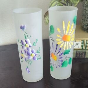 Vintage Hansetta Hand painted Frosted Glass Tumblers